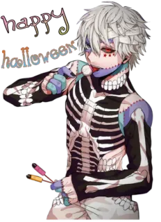 💀 happy halloween halloween, esqueleto, anime, dibujos animados, disfraz telegram sticker