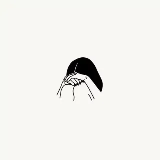 😔 грусть, депрессия, эмоциональный, линии, женщина, волосы telegram sticker