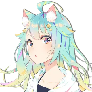 ❔ Chica anime, Kawaii, Orejas de gato, Lindo, Manga, Colores pastel telegram sticker
