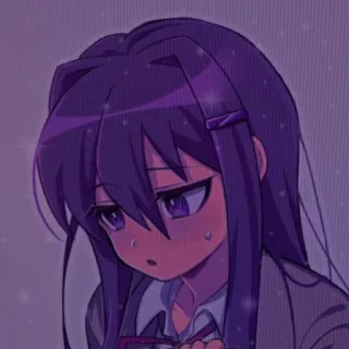 😰 Anime, Fille, Violet, Dessin animé, Mignon whatsapp sticker