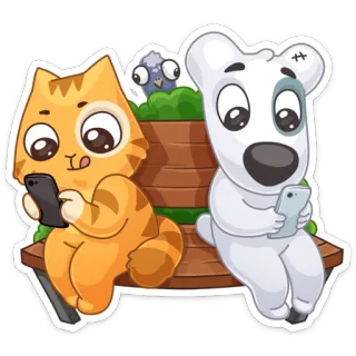 📱 猫, 狗, 鸟, 手机, 动物 telegram sticker