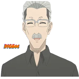 😄 DIGZZY anime, male, glasses, old, character telegram sticker