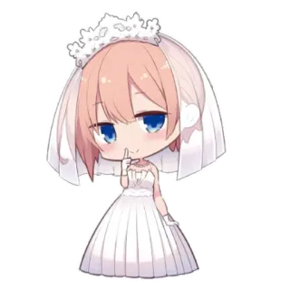 ☺️ anime, wedding, bride, cartoon, chibi, dress, veil telegram sticker