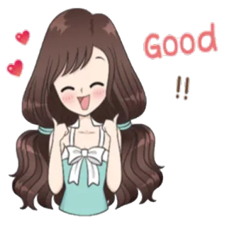 👍 Good dibujo animado, pulgar arriba, chica, bien, positivo, feliz whatsapp sticker