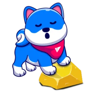 🥱 dog, puppy, animal, cute, cartoon, blue, gold whatsapp sticker