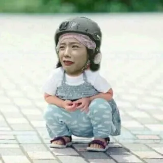 😭 child, helmet, girl, crying whatsapp sticker