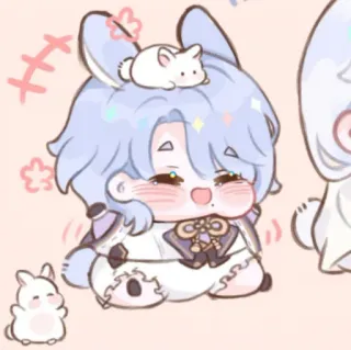 🍥 cute, anime, kawaii, chibi, animal, rabbit telegram sticker