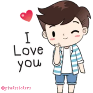 ❤️ I Love you love, heart, cartoon, boy, affection, relationship telegram sticker