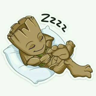 🌴 Groot Zzzz baby groot, groot, đang ngủ, marvel, vệ binh dải ngân hà, hoạt hình, sticker telegram sticker