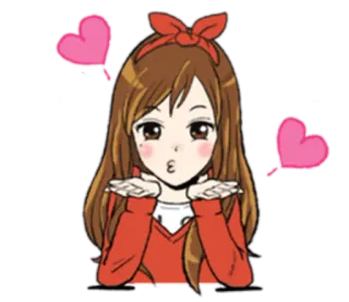 😘 anime, girl, heart, kiss, cartoon telegram sticker