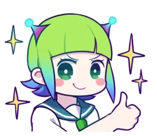 👍 Anime, Ragazza, Carina, Cartone animato, Pollice in su, Scintilla telegram sticker