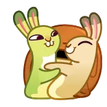 😚 蜗牛, 兔子, 拥抱, 表情, 卡通, 动物 telegram sticker