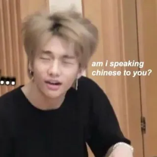 🍕 am I speaking chinese to you? ミーム, 面白い, 表情, KPOP, アジア whatsapp sticker