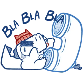 📞 BLA BLA BLA cartoon, animal, telephone, talking, conversation, hat telegram sticker