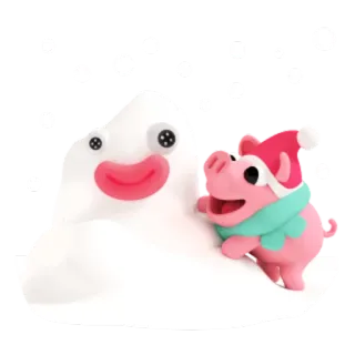 ⛄ cochon, chamallow, hiver, noël, mignon, vacances telegram sticker