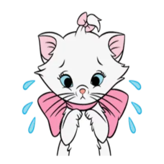 😥 Marie The Aristocats gato, llorando, triste, lágrimas, lindo, dibujos animados, Disney, gatito telegram sticker