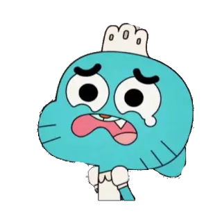 😢 Gumball Watterson The Amazing World of Gumball Cartoon, Weinend, Traurig, Blau, Katze, Prinzessin whatsapp sticker