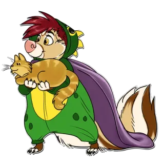 😴 desenho animado, animal, dinossauro, gato, macacão, fofo whatsapp sticker