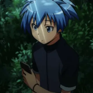 😐 Nagisa Shiota Assassination Classroom anime, manga, Nagisa Shiota, Assassination Classroom, blue hair, character, school, teen telegram sticker