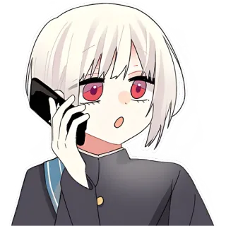 😯 Anime, Manga, Personaggio, Telefono, Espressione, Kawaii, Sticker, Carino, Uniforme scolastica telegram sticker