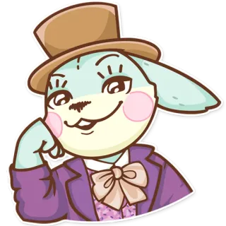 😏 królik, kapelusz, garnitur, kreskówka, zwierzę, postać, elegancki telegram sticker