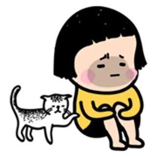 👧 cat, sad, character, illustration telegram sticker