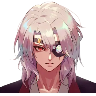 💎 Anime, Manga, Un occhio, Personaggio, Capelli bianchi, Ritratto telegram sticker