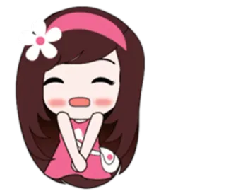 😄 卡通, 可爱, 女孩, 花, 裙子 whatsapp sticker