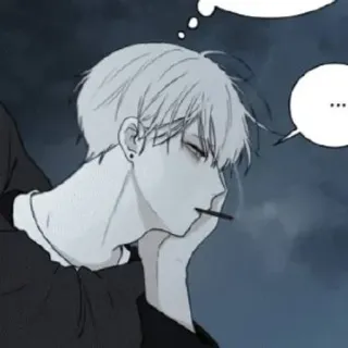 😒 ... Anime, Ragazzo, Manga, Sigaretta, Pensieroso telegram sticker