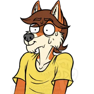 😨 deeper-on-tumblr.com/CarolaColaArt furry, dibujos animados, zorro, sudor, ansioso telegram sticker