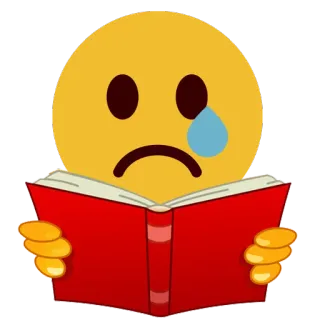 📔 Emoji, Triste, Leyendo, Libro, Llorando, Amarillo telegram sticker