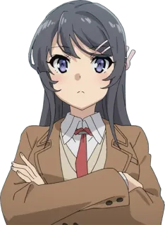 😶 Mai Sakurajima Rascal Does Not Dream of Bunny Girl Senpai anime, girl, character, cute, school uniform telegram sticker