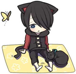 🐱 Anime, Katze, Schmetterling, Niedlich, Kawaii telegram sticker