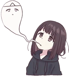 ☠ Anime, Mädchen, Geist, Süß, Cartoon, Kawaii, Aufkleber whatsapp sticker