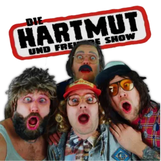 📺 Die Hartmut und Freunde Show DIE HARTMUT UND FREUNDE SHOW commedia tedesca, serie tv, parodia, divertente, retrò, anni '80, gruppo comico telegram sticker