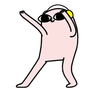💃 ตัวการ์ตูน, การ์ตูน, แว่นกันแดด, หูฟัง, เต้น telegram sticker