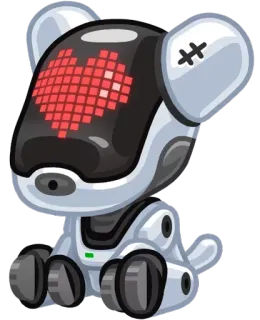 ❤ robot, chien, jouet, mignon, dessin animé, numérique, coeur telegram sticker