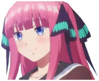 😊 Nino Nakano The Quintessential Quintuplets anime, character, the quintessential quintuplets, nino nakano, pink hair, cute telegram sticker