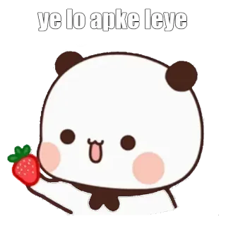 😗 ye lo apke leye Panda, Fraise, Mignon, Animal, Dessin animé whatsapp sticker