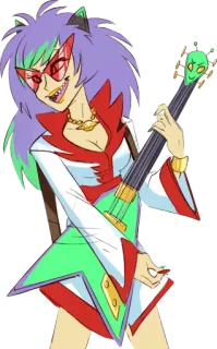 😎 dibujo animado, personaje, guitarra, gato, música, monstruo, chica monstruo, femenino whatsapp sticker