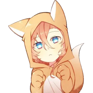 😺 Anime, Chibi, Fuchs, Hoodie, Süß, Kawaii telegram sticker