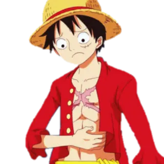 😣 Luffy One Piece アニメ, モンキー・D・ルフィ, 麦わら帽子, 海賊 telegram sticker