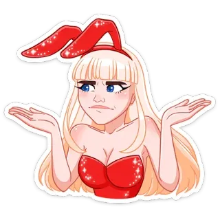 🤷‍♀️ mulher, orelhas de coelho, dúvida, indiferente, ilustração, adesivo, desenho animado whatsapp sticker