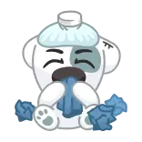 🤧 ốm, bệnh, cảm lạnh, cúm, đau đầu, sốt, hoạt hình, động vật whatsapp sticker