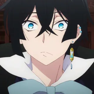💎 anime, manga, character, blue eyes, hourglass, earring, black hair telegram sticker