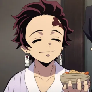 ⚔ Tanjiro Kamado Demon Slayer anime, Demon Slayer, Tanjiro Kamado, glimlachend, personage, animatie telegram sticker
