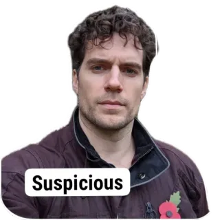 🤔 Henry Cavill Suspicious henry cavill, suspicious, reaction, meme, actor, stare, funny whatsapp sticker