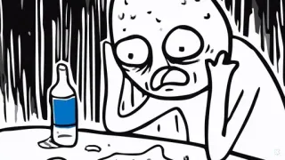 😱 Cartone animato, Triste, Alcol, Bottiglia, Meme, Bere, Depressione telegram sticker