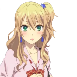 😧 anime, girl, blond hair, cute whatsapp sticker