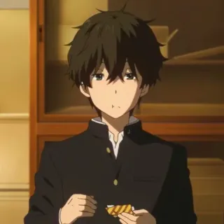 🎷 anime, school uniform, eating, male, teenager, japanese animation telegram sticker